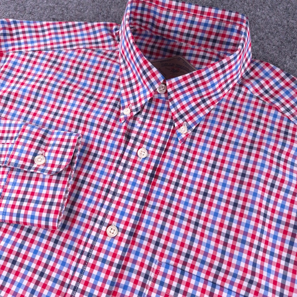 Bills Khakis Mens M Red Blue Gingham Button Down Sport Shirt Made in USA Cotton